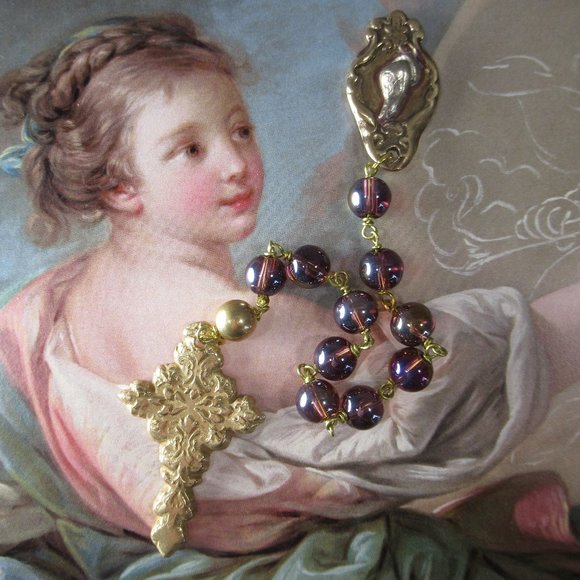 Blessed Mother Pocket Rosary, Bronze One Decade - Picture 1 of 8